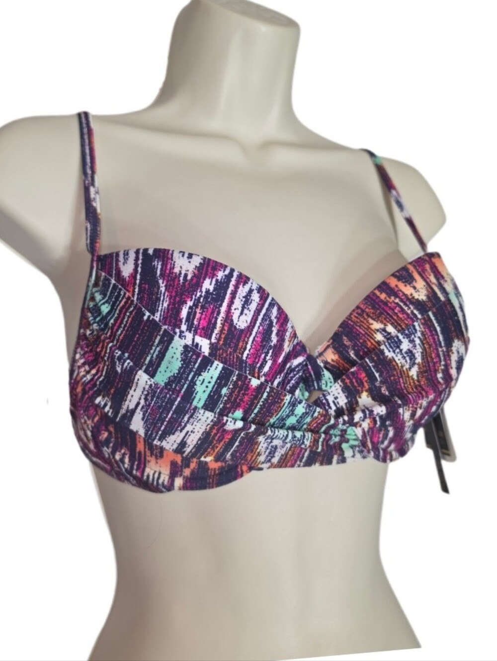 Ninety Six Degrees Bikini Swim Top Keyhole Tribal Print Push Up Size M